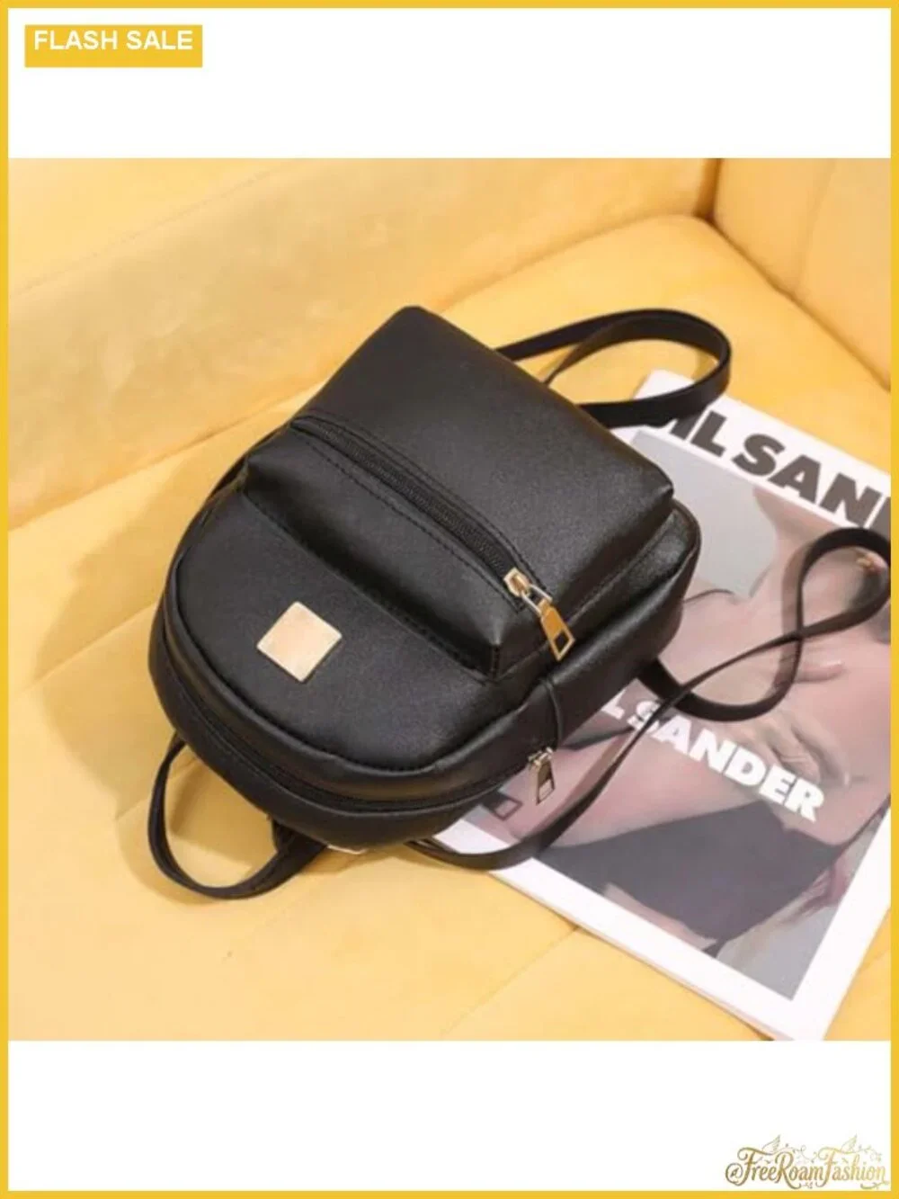 Women's Small Faux Leather Backpack Purse, Adjustable Strap, 2 Pockets, Travel